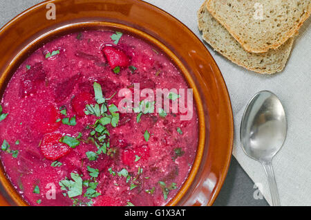 borsh beet soup with parsley Stock Photo