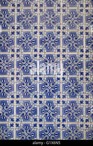 Azulejos tiles on a wall, porcelain tiles, Porto, Portugal Stock Photo