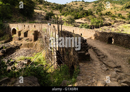 17th Century Portuguese Bridge, the first bridge to span the Blue Nile, near the Blue Nile Falls (Tis Abay), Bahir Dar, Ethiopia Stock Photo