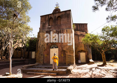 Prayer in front of Abraha We Atsbeha, Wukro Cluster, Rock-Hewn Church of Tigray, Ethiopia, Africa Stock Photo