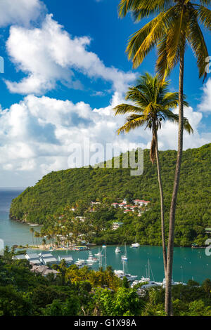 Elevated view of Marigot Bay, St. Lucia, West Indies Stock Photo