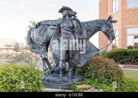 Cowgirl Statue at the National Cowgirl Museum and Hall of Fame in Fort Worth. Texas, United States Stock Photo