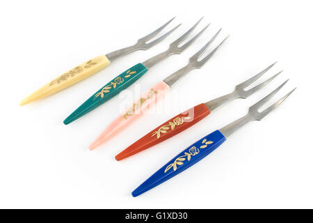 Small cake forks isolated on white Stock Photo