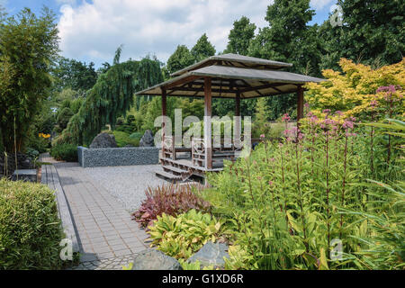 Patio the subject of architecture and landscape design in parks and gardens. Stock Photo