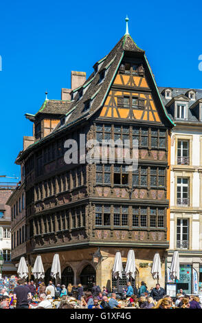 Maison Kammerzell medieval house 16th Century and cafe terrace, Strasbourg, Alsace, France Stock Photo