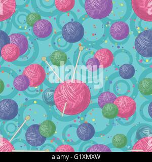 Seamless background, accessories for knitting Stock Vector