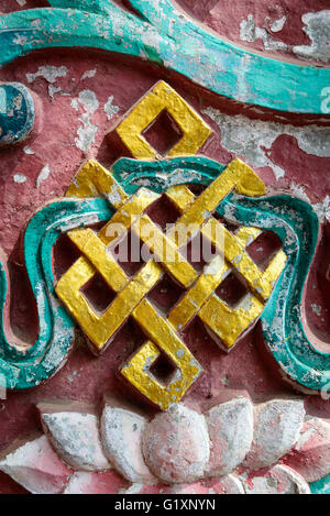 Golden endless knot in Nepal Stock Photo