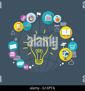 Design flat vector business  icons  with hand drawn symbols. eps10 Stock Vector