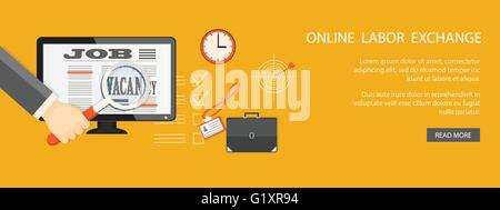 Flat design modern vector illustration business concept  with loupe in the  hand, computer, icons and hand drawn symbols. EPS 10 Stock Vector