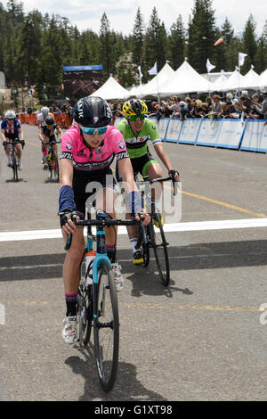 South Lake Tahoe, California, USA. 19th May, 2016. Cyclists cross the finish line during the 11th Amgen Tour of California 2016, Stage 1, South Lake Tahoe -  California, on May 19, 2016. Credit:  Louis Brunel/Alamy Live News Stock Photo