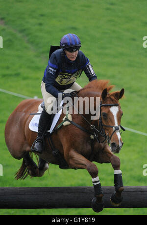 21.5.16 Rockingham International Horse Trials. Rockingham Castle. British Eventing. Zara Tindall (GBR) riding Drops of Brandy © Julie Priestley Stock Photo