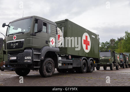 MUNSTER / GERMANY - MAY 2012: german rescue center system on trucks stands on plate on may 2012 in munster, germany. Stock Photo