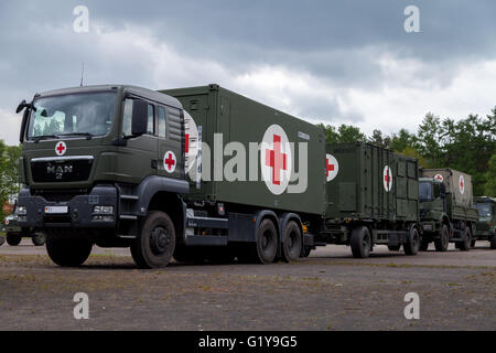 MUNSTER / GERMANY - MAY 2012: german rescue center system on trucks stands on plate on may 2012 in munster, germany. Stock Photo