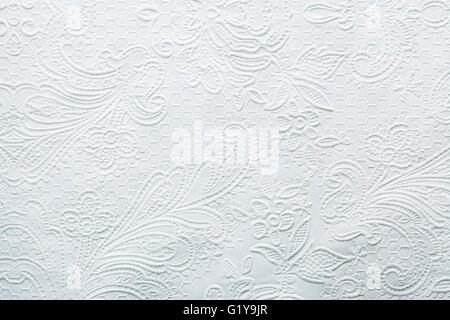 White embossed paper with floral pattern Stock Photo