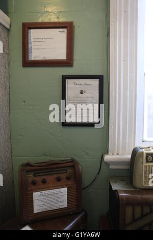 Certificate of the Oamaru Heritage Radio Stock Photo