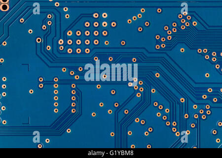 Geometry electronics, closeup of the blue circuit board, as a background, texture Stock Photo