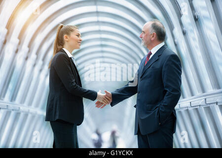 Business people meeting in financial district Stock Photo