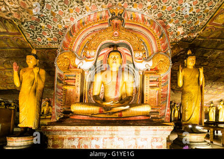 Sitting Buddha, Cave of the Divine King, Dambulla, Sri Lanka Stock Photo