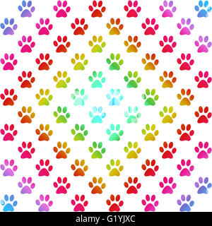 Paw prints in gradient colors in a diamond shape, on white background Stock Photo