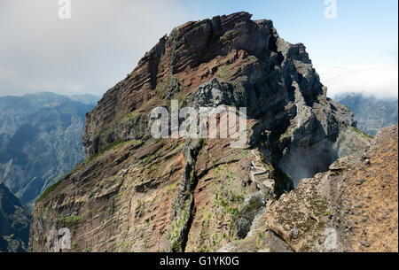 the high mountains at madeira island called pico arieiro, the top is 1818 meters above sea level Stock Photo