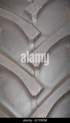 Closeup of treads on a large tractor tire Stock Photo