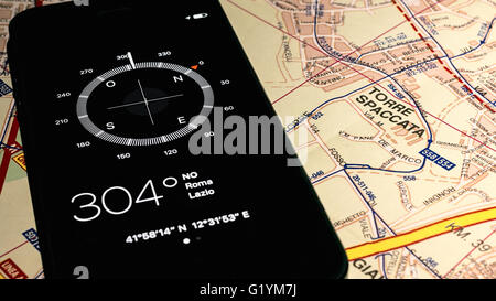 compass on map Stock Photo