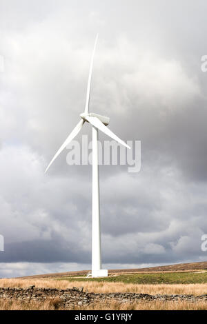 Wind turbines at Coal Clough near Burnley, Lancashire, England Stock Photo