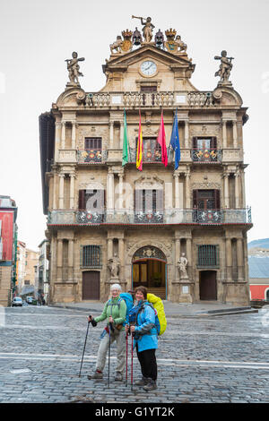 Camino de Santiago pilgrimage journey from St Jean Pied de Port, France to Burgos Spain. Stock Photo