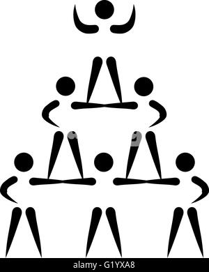 Cheerleading pyramid pictogram Stock Vector