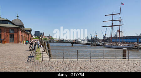 panorama picture on the norderelbe in hamburg germany Stock Photo
