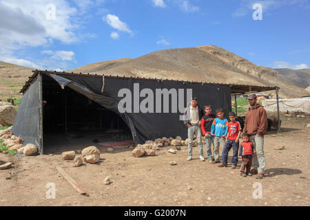 A poor family of Palestinian bedouins. Stock Photo