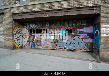 An abandoned condemned building with graffiti on Nepperhan Street in Yonkers, Westchester New York Stock Photo