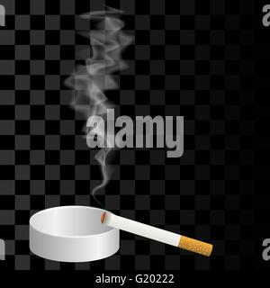 Burning Cigarette and Ashtray Isolated Stock Vector