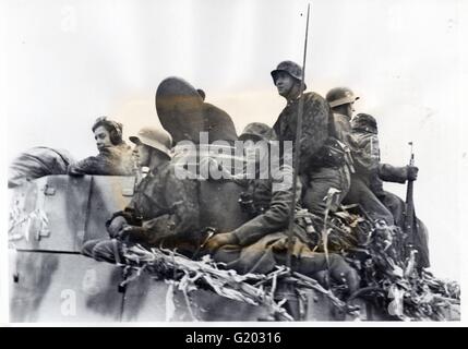 German Waffen SS of the 12th SS  Panzer Division in Normandy 1944 Stock Photo