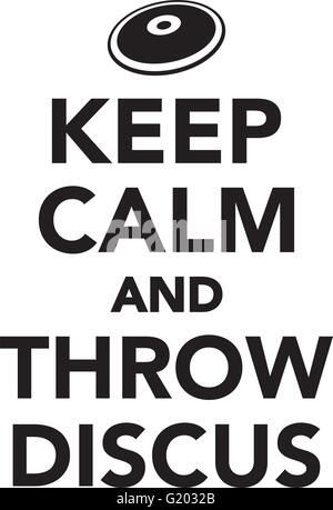 Keep calm and throw discus Stock Vector