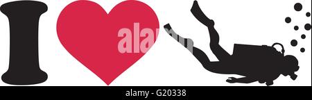 I heart scuba diving Stock Vector