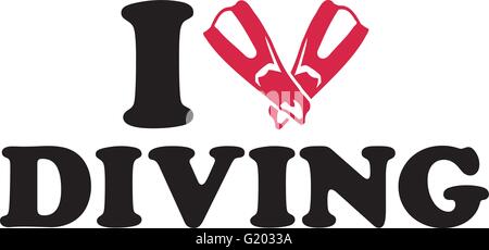 I love diving fins Stock Vector