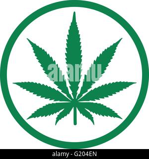 Marijuana hemp leaf in a circle Stock Vector