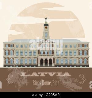 Latvia landmarks. Retro styled image. Vector illustration Stock Vector