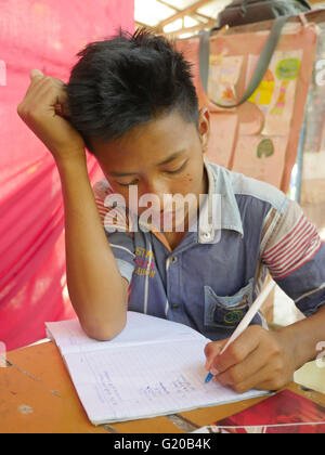 MYANMAR Saint Rita's boarding house for girls and boys at Maubin. The children, coming from remote villages, stay here so they can attend local schools. Class taught by Thuzer Win. Stock Photo