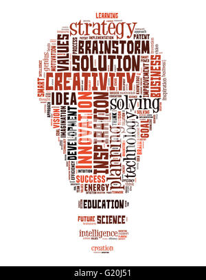Innovation bulb, word cloud concept on white background. Stock Photo
