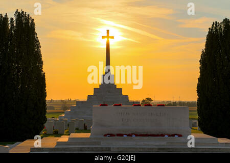 Beautiful sunset at Tyne Cot Cemetery Stock Photo