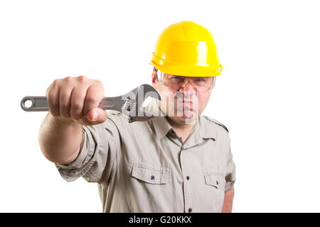 funny worker isolated on white background with clipping path included Stock Photo