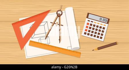 Flat design modern vector illustration  business concept  with calculator - eps10 Stock Vector
