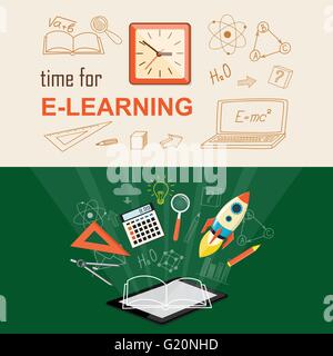 Flat design modern vector illustration  set of concept for  higher school, university, online education, e-learning, business  s Stock Vector