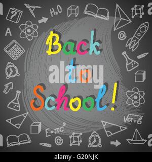 Modern concept for education time with painted icons on the  blackboard - eps 10 Stock Vector