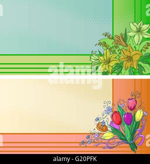Business cards with flowers Stock Vector