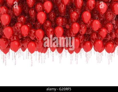 Background of red balloons isolated on white Stock Photo