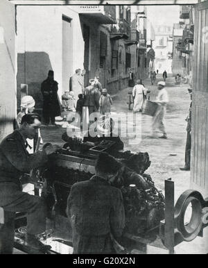 RAF Aircraft maintenance in the back streets of Cairo during WW II circa 1942-3 Stock Photo