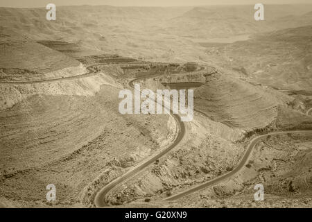 Snake road in Jordan Stock Photo